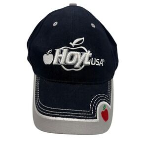 Hoyt USA Archery Hat Bowhunting Mens Navy Blue Adjustable Cap Vintage